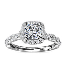 Twisted Band Halo Diamond Engagement Ring in 14k White Gold (1/3 ct. tw.)